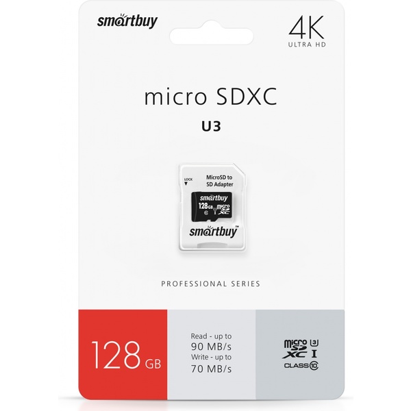    microSDXC 128 Class 10 PRO U3 R/W:90/70 MB/s (  SD)